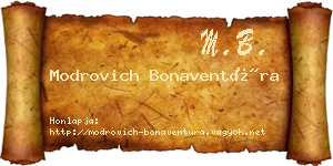 Modrovich Bonaventúra névjegykártya